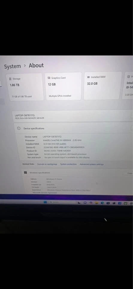 Asus ROG Strix 18 Gaming laptopI9-14th Gen, 4080 12Gb , 32Gb ram, 2Tb SSD